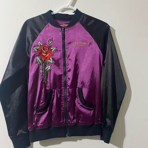 Embroidered Purple and Black Women's Jacket